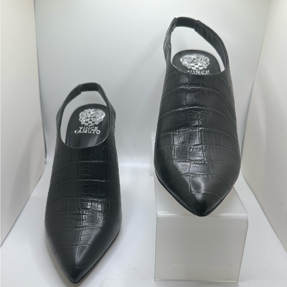 Vince Camuto Black Croc-Embossed Women's Slingback Shoes